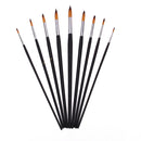 9pcs Painters Watercolor Acrylic Paint Oil Brushes Wood Handle Nylon Hair