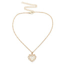 Creative Women Heart Cross Geometric Hollow Pendant Necklace Clavicle Chain A