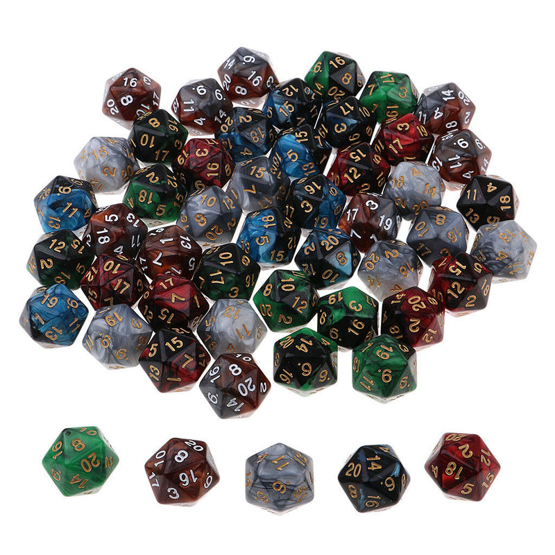 Multi sided dice set of 50 D20 Dungeons D&D RPG Role play