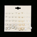 40 Pairs Multi Assorted Size Stud Earrings Crystal Ball Ear Stud Jewelry