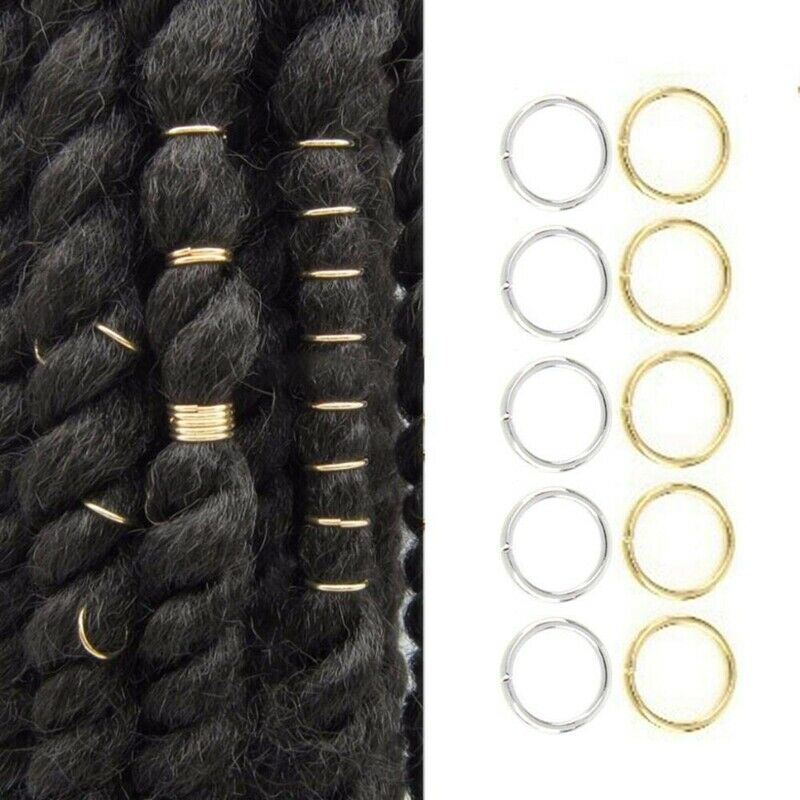 100Pcs Hair Coil Dreadlocks Beads Cuffs Braiding Clips Spring Twisted Braid U3W4