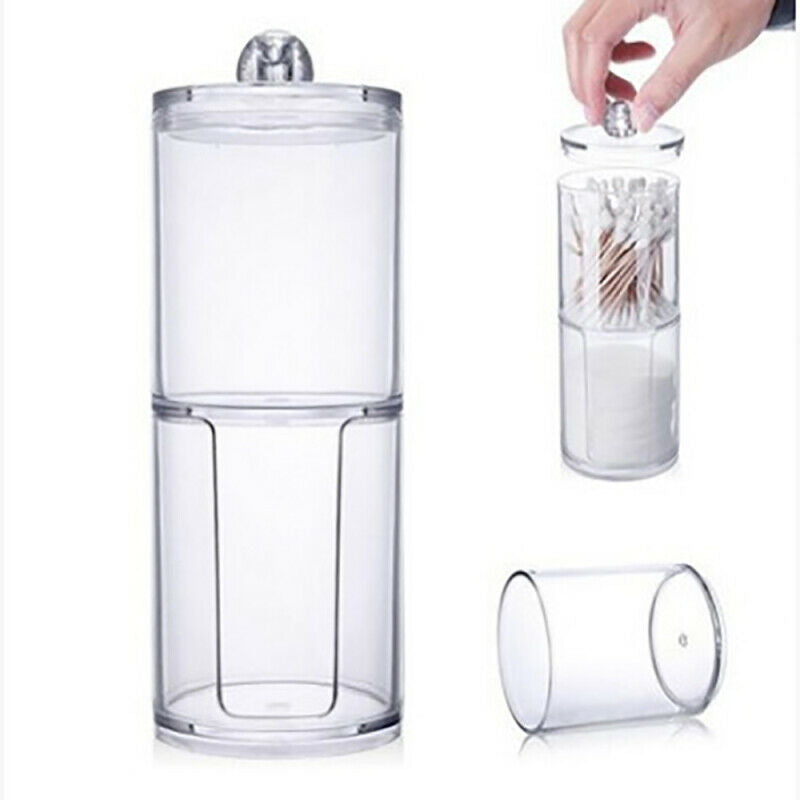 Acrylic Transparent Box Makeup Cotton Pad Round Container Storage Holder Case
