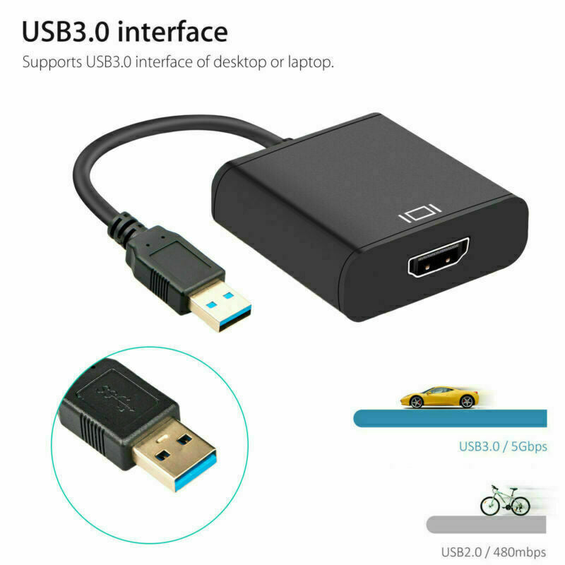 USB 3.0 to HDMI Adapter Full HD Converter Computer Laptop 1080P Video Cable bs