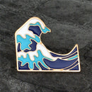 Simple Cartoon Girl Sea Wave Enamel Collar Pins Badge Corsage Brooch Jewelry M&E