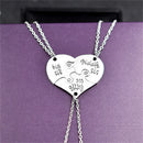 New Necklace Broken Heart Pendant Puzzle Little Middle Big Sister Famly Chain3C