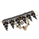 Gothic Steam Machine Gear Lace Crystal Female Necklace Clothing Decorative