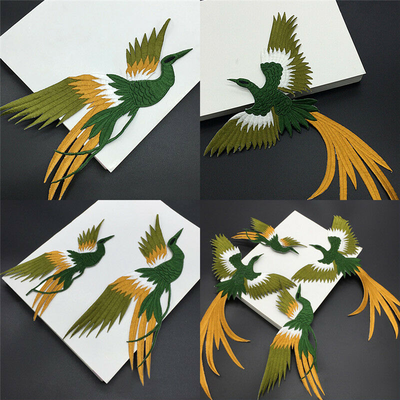 1 set Phoenix Bird Iron on Embroidery lace Cloth Paste Fabric Applique PatchesOZ