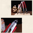 9-Inch Stainless Steel Red ABS BBQ Tongs Kitchen Cook Tool Convenient Pract L8W6