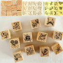 12pcs Flower Lace Square Wooden Rubber Stamp Seal Scrapbook DIY Paper Kit C X6H1