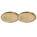 2 Pieces Stainless Steel Salad Fruit Dinner Plate Round Golden Dish 20cm