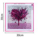 Purple Love Heart Tree Landscape Diy 5D Diamond Embroidery Crystal Full Spe
