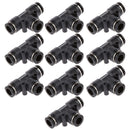 10x Tube OD 8mm 5/16 Tee Union Pneumatic Connector Air Line Quick Fittings Joint