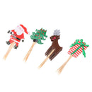 Pack of 24 Pieces Festival Cartoon Christmas Cupcake Picks Tree Santa Reindeer