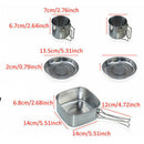 6pcs Cookware Junket Cooking Long Handle Fryer Soup Pan POT Plate Tableware Sets
