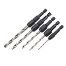 5 Pieces Snappy Quick Change Hex Shank HSS Drill Bit Set 2,3.2,4,5,6mm
