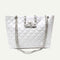 Solid Color Leather Handbags Women Large Capacity Shoulder Bag Tote (White)