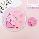 Polyester Cartoon Mini Round Portable Fan Folding Pocket Wallet Handheld Fan BX