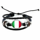 National Flags Charm Bracelet Bangles Leather Braided Rope Bracelet Beads W R2V1