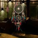 Handmade Fashion Design 4 Circle Dream Catcher with feather wall hanging De N2Q4