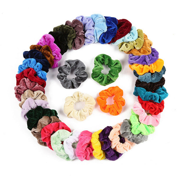 40pcs Women Velvet Scrunchies Set Colorful Ponytail Holder Hair Ring Rope A#S