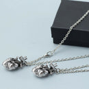 2pcs Retro Anatomical-Human Heart Pendant Necklace Sweater Chain Alloy J LFE