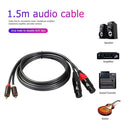 2RCA Male Plug to Dual XLR 3Pin Female Audio Cable Amplifier Mixing Plug Wire