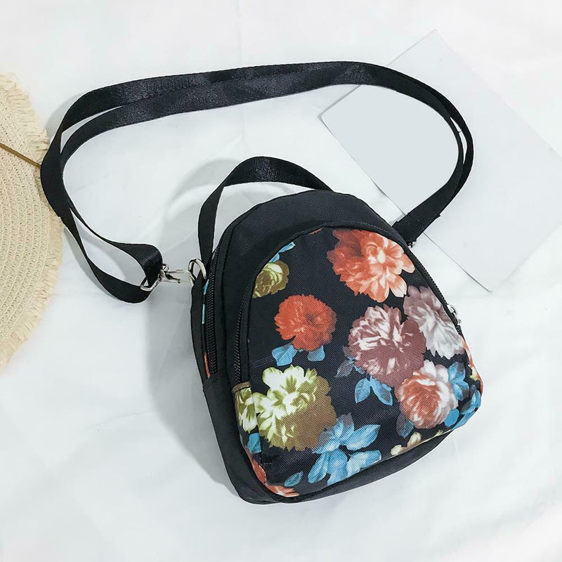 Print Shoulder Messenger Handbags Nylon Women Small Crossbody Bags (Rose)
