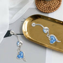 1pc Rhinestone Crystal Heart Barbells Navel Belly Bar Button Ring Body PiercB6H8