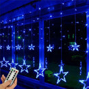 LED Star String Lights Christmas Curtain Lamps Home Room Party Decoration