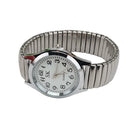 36mm Big Face Black Number White Dial Elasticity Stainless Steel Wrist Watch