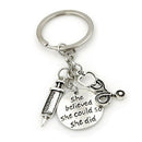 Syringe Stethoscope Keychain Key Chain Keyring Doctor Nurse Physicians Medi L4F5