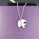 Necklace Broken Heart Pendant Puzzle Little Middle Big Sister Famly Chain FU