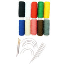 24Pcs Curved Straight Sewing Needles With Leather Waxed Thread Cord Rainbow