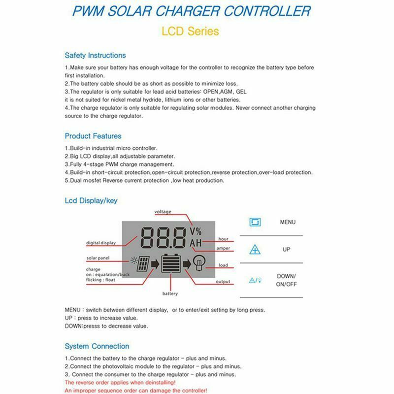 Solar Panel Controller Battery Charge Regulator 12V/24V Auto With Dual UsbÃ¯Â¼Ë† D2Q9