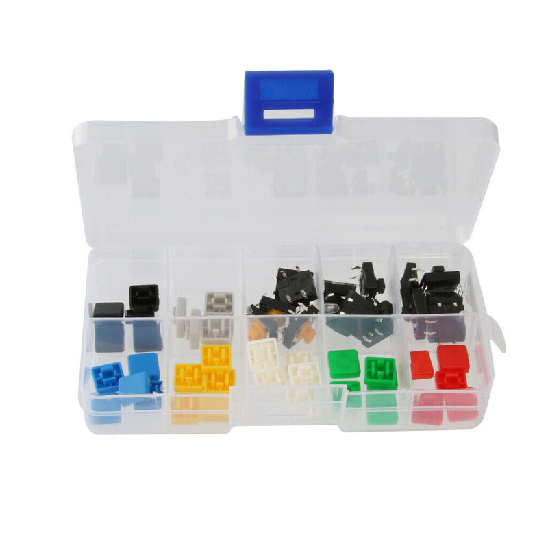 Set Of 50 Tactile Buttons Push Button Switch Button And Square Caps Key Cap