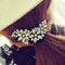 Women Bride Flower Headwear Rhinestone Barrette Crystal Hair Clip Bobby Pin OZ