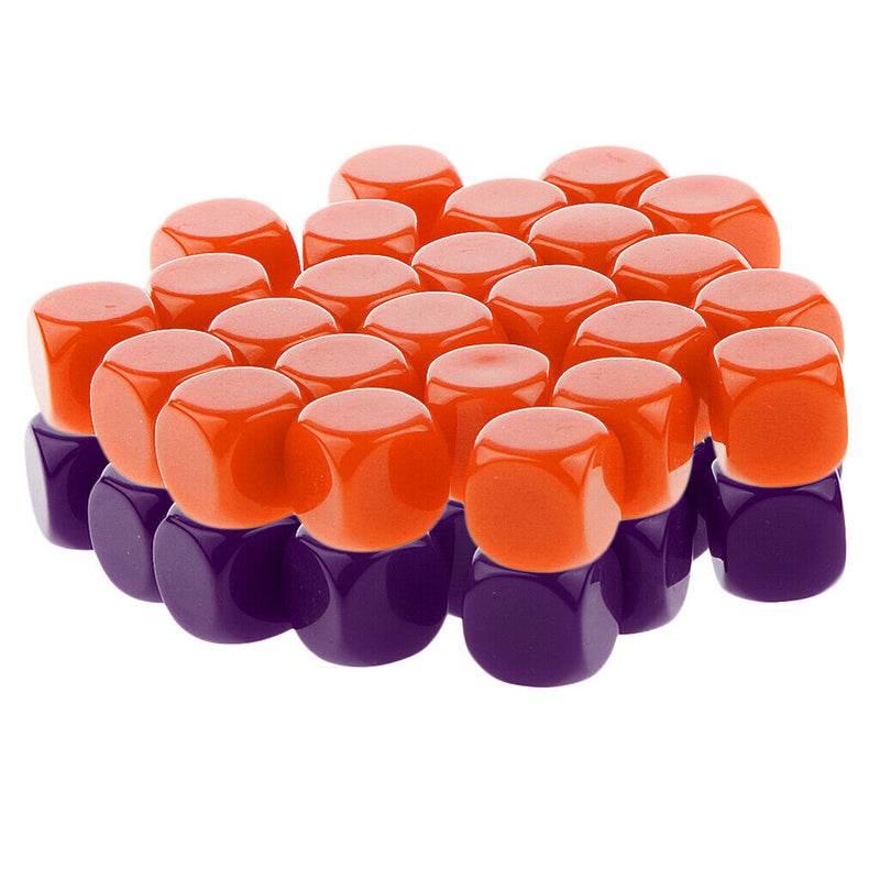50 Pieces Opaque Blank Dice D6 for D&D RPG MTG Party Games Purple + Orange