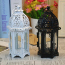 Glass Tealight Candle Holder Wrought Iron Lantern Home Wedding Decor White