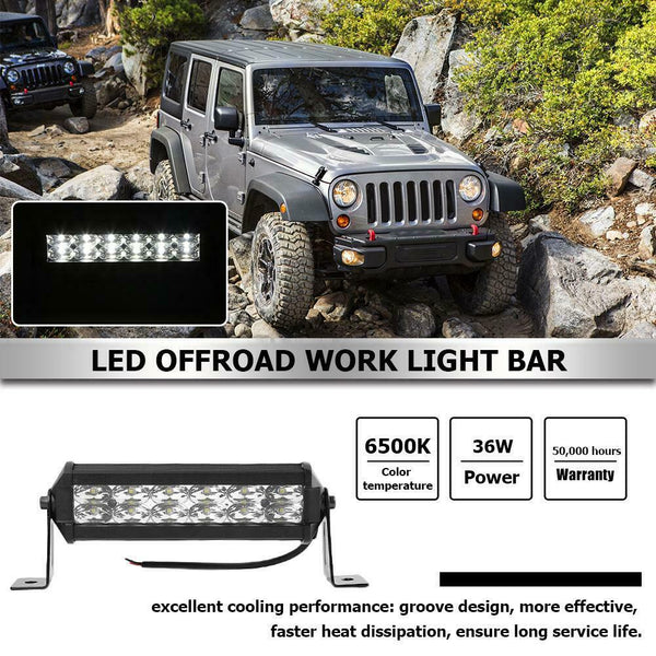 36W Offroad 12 LED Work Light Bar Car SUV Driving Fog Lamp IP67 Waterproof