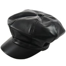 Hat Beret Unisex PU Leather Cap Black Fashion H7I9