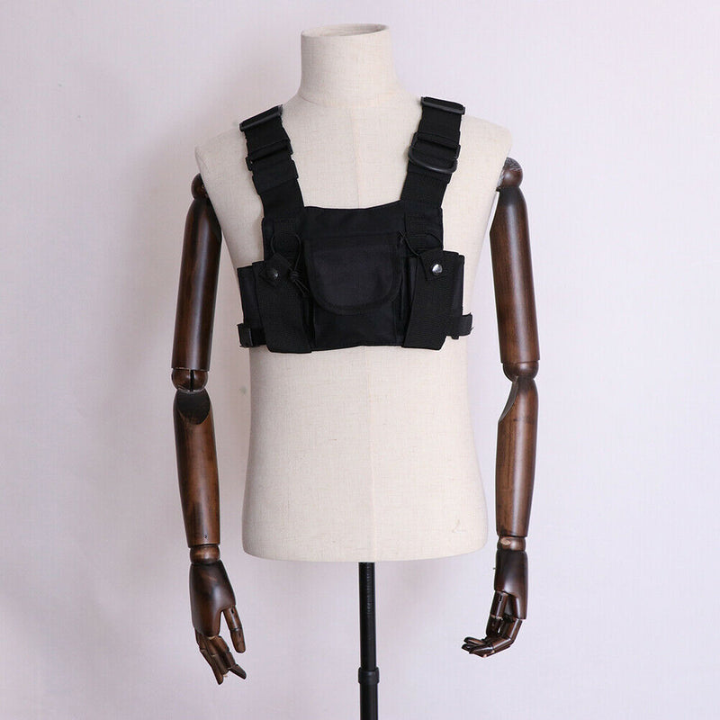 3 Pocket chest pack bag harness for walkie talkie radio BX