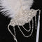 White Feather Flapper Headband w/Tassel 1920s Great   Bridal Headpiece