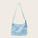 Women Simple Underarm Handbag Daisy Flower Portable Shoulder Bags (Blue)