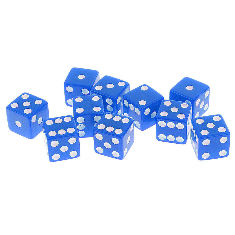 10 Piece D6 Dice Playing Games for Dungeons and Dragons MTG RPG Gaming 16mm Blue