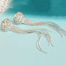 Fashion Women Long Tassel Leaves Crystal Ear Stud Drop Dangle D5A5 Earrings D4L5