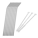 8pcs Stainless Steel Metal Drinking Straws Reusable Washable+3pcs Cleaning Brush