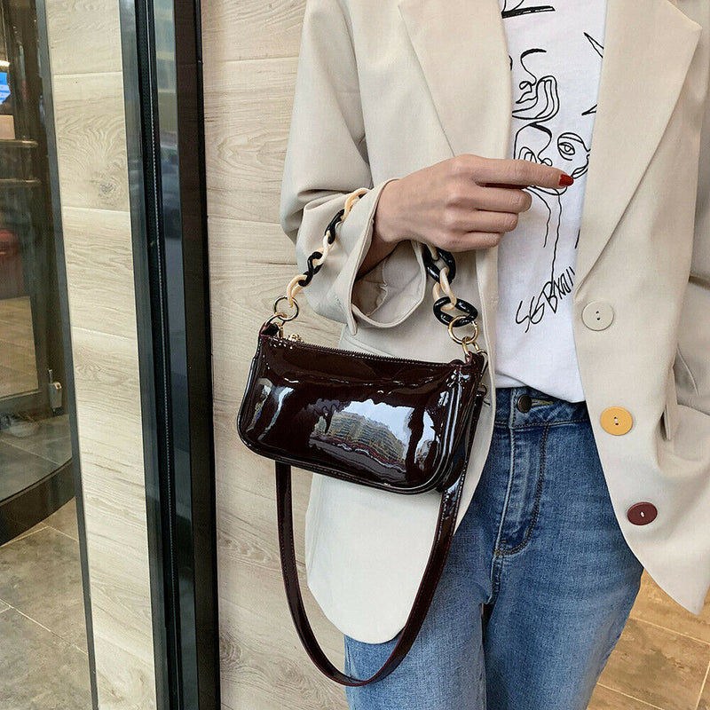 Women Retro PU Leather Shoulder Handbag Small Crossbody Tote Bags (Coffee) A