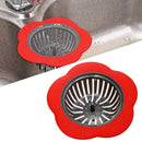 Flower Sink Strainer Kitchen Drain Filter Bathroom Drainage Hair Trap(Red) A