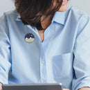Creative Snow Nightscape Pin Brooch Round Badges Jacket Jewelry (Style 2) A