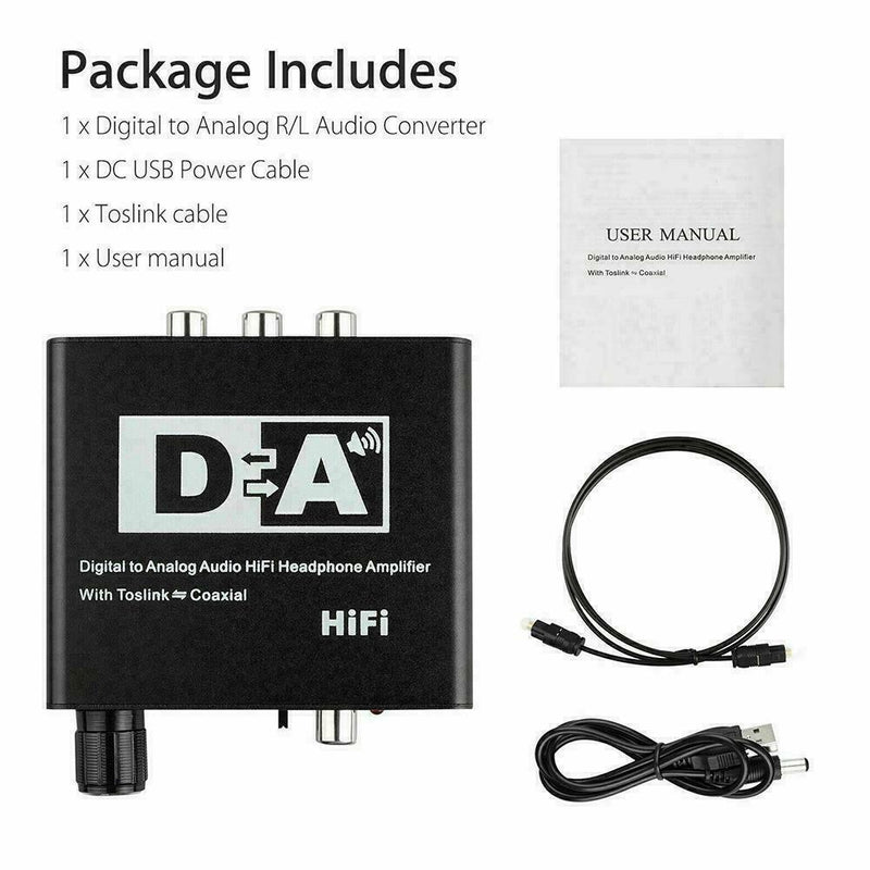 Optical Toslink Coaxial Digital to Analog Audios Converter AUX Adapter Jack N1K3